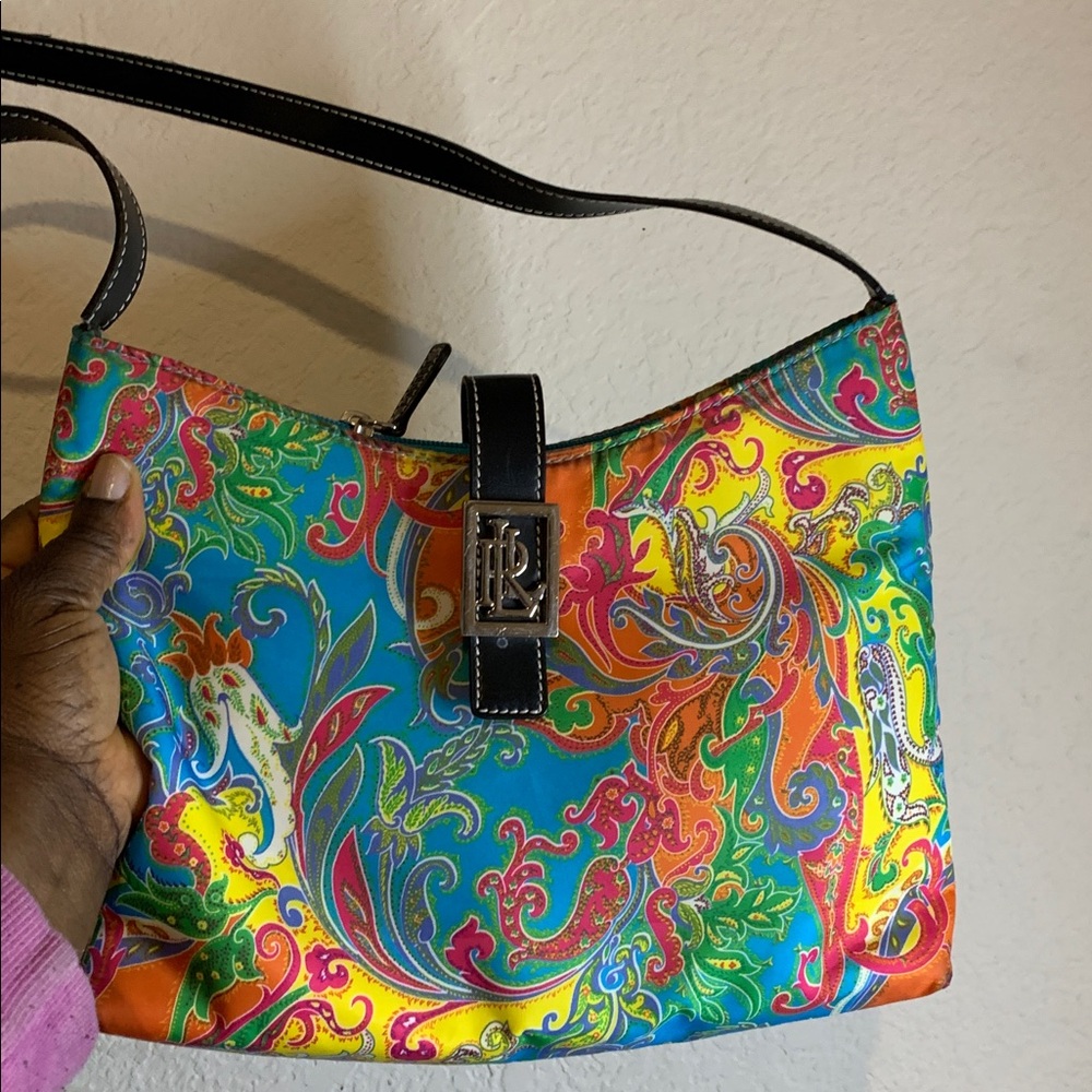 Colorful Paisley Shoulder Bag with Black Strap